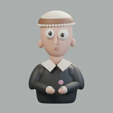 A Woman Holding a Pink, reimagined in clay