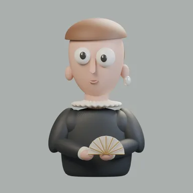 Portrait of a Lady with an Ostrich-Feather Fan, reimagined in clay