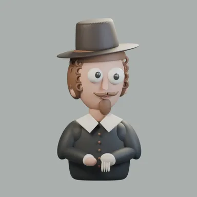 Portrait of a Gentleman with a Tall Hat and Gloves, reimagined in clay